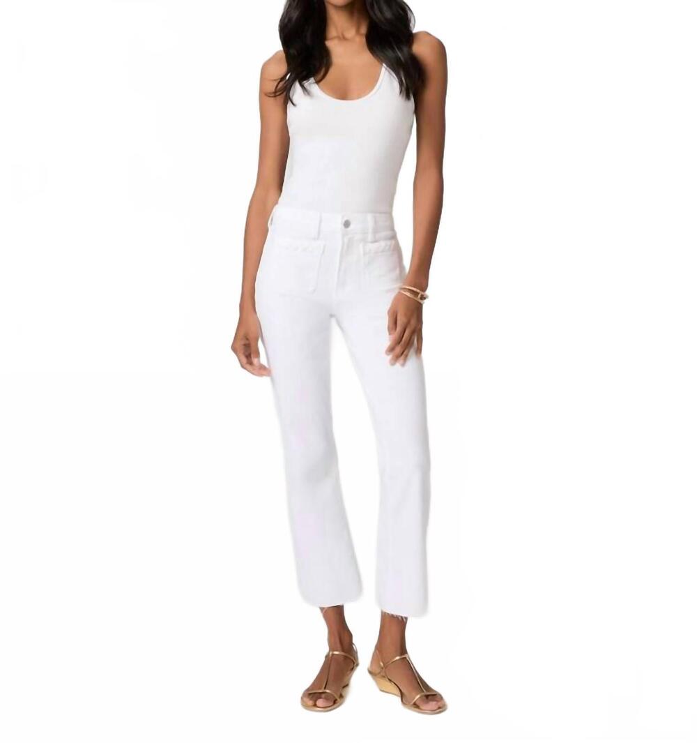 NEW PAIGE women's mason crop bootcut jeans in white